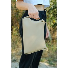 Casual Bag - Vizon Yumuşak Deri Hobo El ve Omuz Çantası