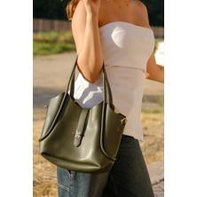 Casual Bag -Kadın Haki Makyaj Çantalı Retro Omuz ve El Çantası