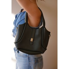 Casual Bag -Kadın Haki Makyaj Çantalı Retro Omuz ve El Çantası