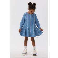 Tyess Bg Store Kız Çocuk Denim Elbise Standart Yaka ile Şık ve Rahat Tasarım