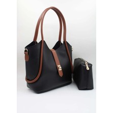 Casual Bag Siyah-Taba Kadin Yavrulu Omuz Çanta
