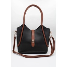 Casual Bag Siyah-Taba Kadin Yavrulu Omuz Çanta