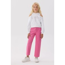 Tyess Kız Çocuk Pembe Pantolon Günlük Kullanım İçin Konforlu Boru Paça Tasarım %97 Polyester