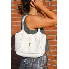 Casual Bag Beyaz Kadin Yavrulu Omuz Çanta