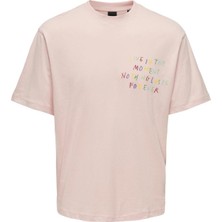 Only & Sons O Yaka Baskılı Açık Pembe Erkek T-Shirt Onsmanı Lıfe Rlx Hıdeout Ss Tee