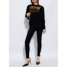 Versace Jeans Couture Yuvarlak Yaka Baskılı Siyah Kadın Sweatshırt 76HAIC00