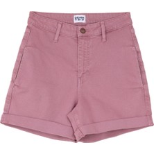 Denim Trip Yüksek Bel Mom Fit Pembe Kadın Denim Şort DT10808