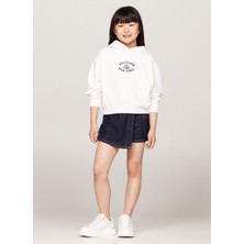 Tommy Hilfiger Baskılı Kız Çocuk Beyaz Sweatshırt KG0KG08033YBH