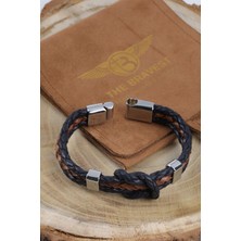 Mr. Hero Mrhero Erkek Camadan  Hakiki Deri Örgü El Yapımı Bileklik MH034 Lacivert