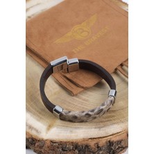 Mr. Hero Mrhero Unisex Parçalı Hakiki Piton Deri El Yapımı Deri Bileklik MH018 Kahverengi