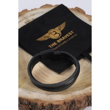 Mr. Hero Mrhero Erkek Kırma Üçlü El Yapımı %100 Hakiki Deri Bileklik MH003 Siyah