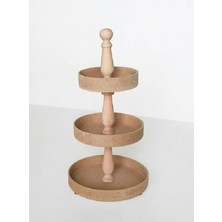 Altınyapı Hobi Market Üç Katlı Yuvarlak Çerez-Şekerlik -Meymevik - 3 Katlı Ham Mdf Boyasız