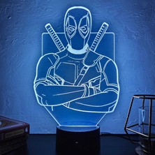 Lerad-Lazer Art Deadpool 3D Gece Lambası Dekoru. 16 Renk+Dokunmatik ve Uzaktan Kumandalı Işık. Hediye Olarak Mükemmeldir.