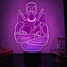 Lerad-Lazer Art Deadpool 3D Gece Lambası Dekoru. 16 Renk+Dokunmatik ve Uzaktan Kumandalı Işık. Hediye Olarak Mükemmeldir.