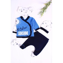 Candar Yeni Doğan Sun Shine Desen 5'li Erkek Bebek Hastane Çıkışı Mavi