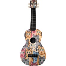 Hawaiian Soprano Kedi Desenli Komposit Ukulele