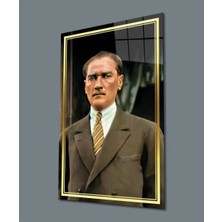 Exela Home Atatürk Portre Cam Tablo Hediyelik Büyük Tablo Ev Ofis Dekoru.