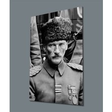 Exela Home Atatürk Portre Dikey Siyah Beyaz Cam Tablo Hediyelik Büyük Tablo Ev Ofis Dekor