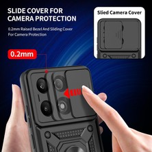 MTK Moveteck Xiaomi Redmi Note 13 4g Kılıf Kamera Korumalı Sürgülü Yüzüklü Armor Military Zırh Tank Yüzüklü Standlı + 9h Cam Seti