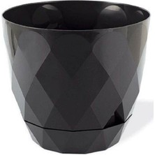 Neotan 4.8lt Ø22X19,3CM Baklava Desenli Tabaklı Dekoratif Plastik Saksı Yakamoz No4 Antrasit