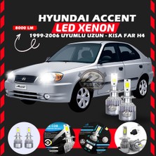 Hyundai Accent Admira 1999-2006 Uzun-Kısa Far Uyumlu Şimşek Etkili LED Xenon Performance Series H4