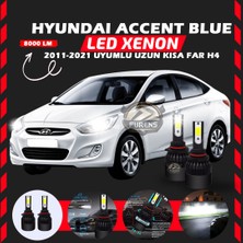 Hyundai Accent Blue 2011-2021 Uzun-Kısa Far Uyumlu Şimşek Etkili LED Xenon Light Series H4