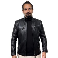 Deriburada Erkek Yeni Motorcu Modeli Hakiki Deri Mont