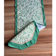 Decofav Morris Stili Yaprak Desenli Runner Dijital Baskılı