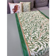 Decofav Morris Stili Yaprak Desenli Runner Dijital Baskılı
