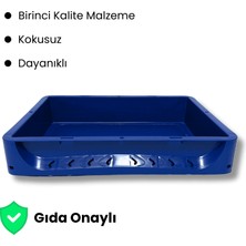 Alpbx 1.Kalite Mavi Hamur Pasası 40x30x7.5 cm - Gıdaya Uygun Plastik Kasa Hamur Kasası 7 Litre