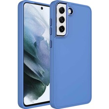 ZORE Samsung Galaxy S21 Fe Kılıf Metal Çerçeve ve Buton Tasarımlı Silikon Luna Kapak-Lavendery Gray