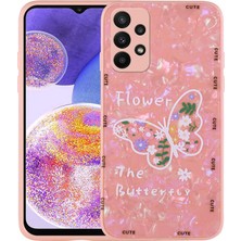 Alan Tech Galaxy A23 Kılıf Desenli Sert Silikon Zore Mumila Kapak-Pink Flower