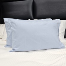 Cozyy Life Bebe Mavi Düz Renk Flanel Pamuklu 2'li Yastık Kılıfı 50X70
