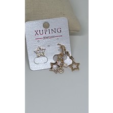By Semra Xupıng Vip Seri Yıldız Model Zirkon Taşlı Lüks Çelik Küpe