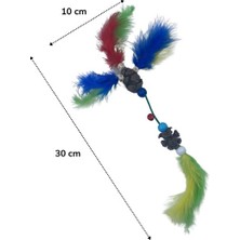 Kornea Store Tüylü Tahta Boncuklu Zilli Kedi Oyuncağı Çok Renkli Kedi Oyuncak (K246)