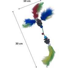 Kornea Store Tüylü Tahta Boncuklu Zilli Kedi Oyuncağı Çok Renkli Kedi Oyuncak (K246)