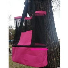 Ankaflex Plaj Çantası Soğuk Sıcak Tutuculu Bölmeli Çanta Pembe