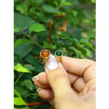 Esha Store Yeşil Akik Akik Doğal Taş Ayarlanabilir Kadın Yüzük Nazar ve Bereket Taşı EUY15YA