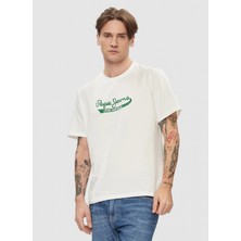 Pepe Jeans Bisiklet Yaka Baskılı Ekru Erkek T-Shirt PM509390 803 Claude