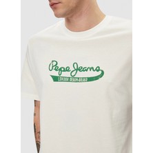 Pepe Jeans Bisiklet Yaka Baskılı Ekru Erkek T-Shirt PM509390 803 Claude