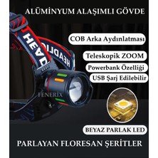 Tarez Wison WS-2050 Şarjlı Kafa Lambası 7 Mod Aydınlatma 20 Watt Arka Cob LED Kırmızı Ikaz Işıklı 9600 Mah Batarya