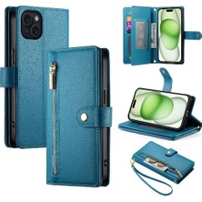 Colorful Shop IPhone 15 Için Flip Case Artı Iş Crossbody Kayış Çok Fonksiyonlu (Yurt Dışından)