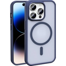 ZORE Apple iPhone 14 Pro Max Kılıf Magsafe Şarj Özellikli Mat Arka Yüzey Sio Kapak - Lacivert