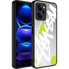 BLS Store Xiaomi Poco X5 Pro Kılıf Aynalı Desenli Kamera Korumalı Parlak Mirror Kapak - Yazı