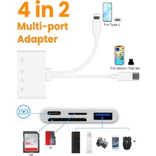 Ally NK-104PRO Type-C-Iphone To Type-C + Sd-Tf Kart Çevirici ve USB Kamera Okuyucu Adaptör