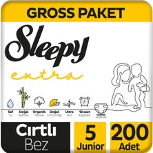 Sleepy Extra Günlük Aktivite Gross Paket Bebek Bezi 5 Numara Junior 200 Adet