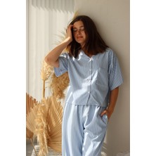Mjamass Mavi Çizgili Pijama Seti