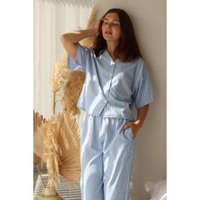 Mjamass Mavi Çizgili Pijama Seti