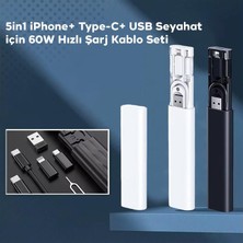 Polham Kutulu 5in1 60W Type C Kablolu , Usb, Micro,iphone Dönüştürücü,sim Kart Aparatlı Seyahat Seti