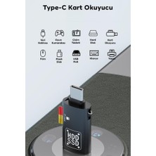 Polham 2in1 Type C To Tf Kart ve USB Çevirici Otg Adaptör, Şarj ve Data Aktarım Otg Çeviricisi, Yüksek Hızlı